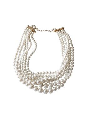 Lia Sophia Layered White Pearl Necklace with Gold Accents